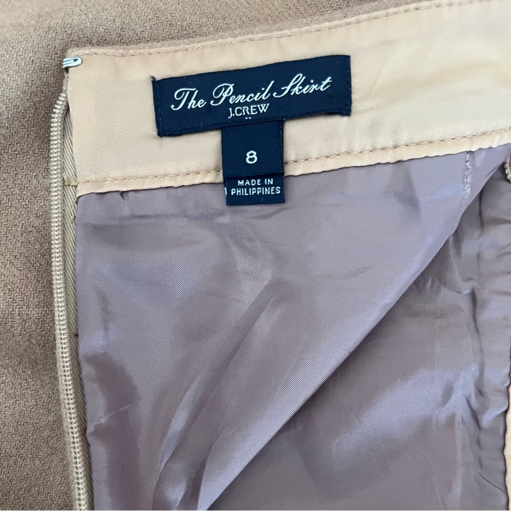 J. Crew Sz 8 Camel Pencil Skirt - Picture 5 of 7